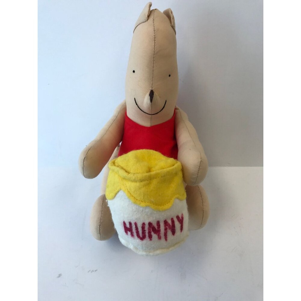 Vintage Handmade Winnie The Pooh Bear With Hunny Jar 1970's Fully Jointed